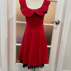 Hot Topic Red Dress with Black Lace Detail